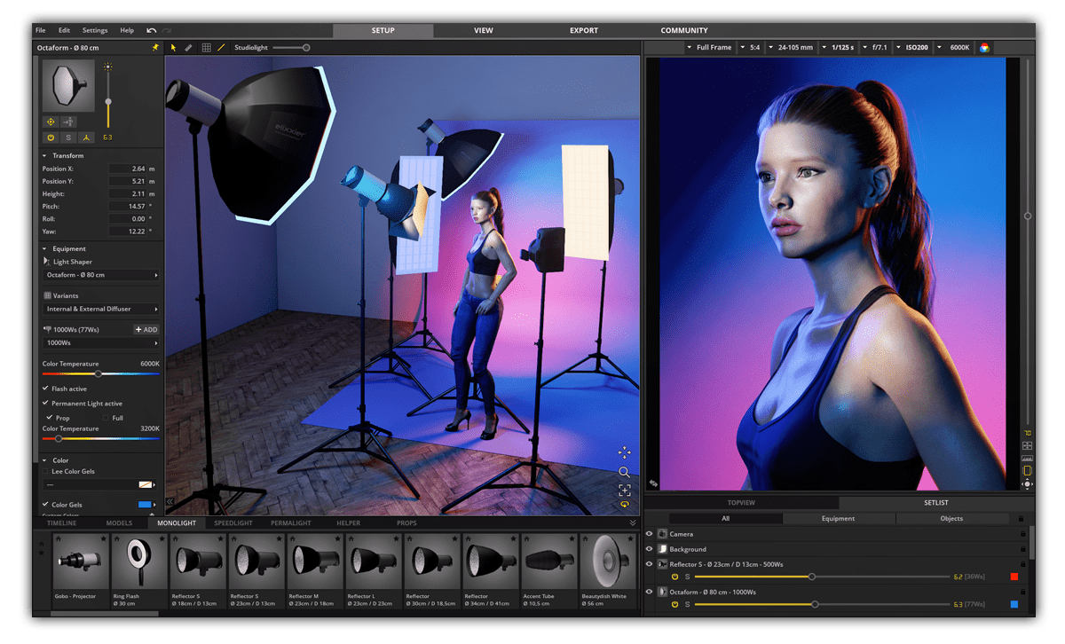  3D - Lighting Simulator for photographers & filmmakers