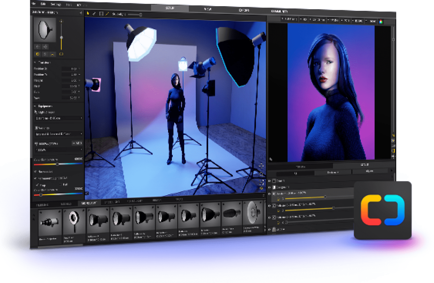  3D - Lighting Simulator for photographers & filmmakers